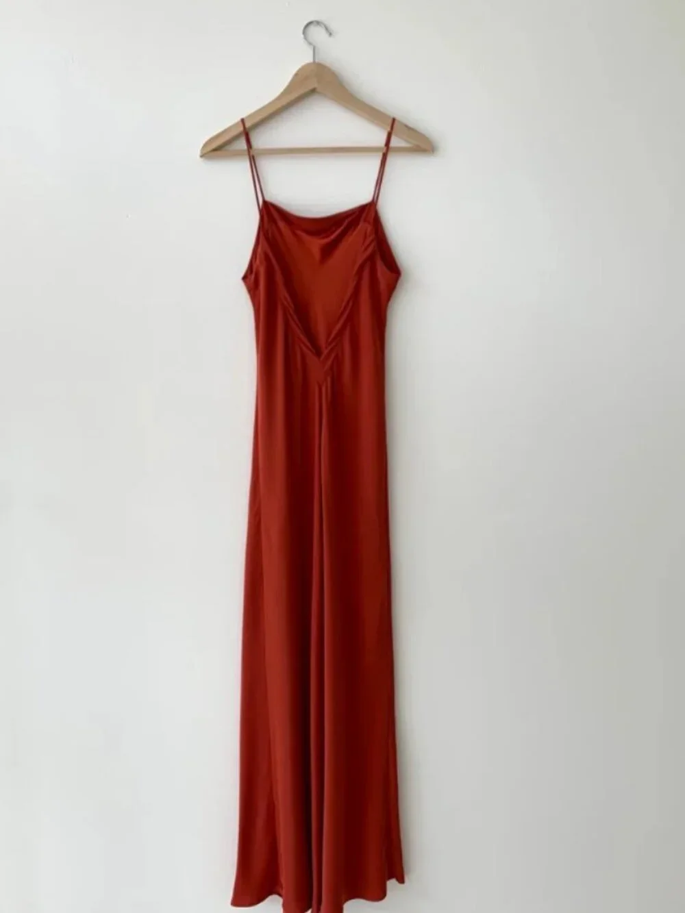 Kamperett 100% Silk Long Slip in Rust - Size L - Picture 2 of 2